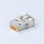 Seth Enterprises STP RJ45 Cat 6A Pass Through Connectors, Gold Plated, 3 Prong for Solid Thick Cable