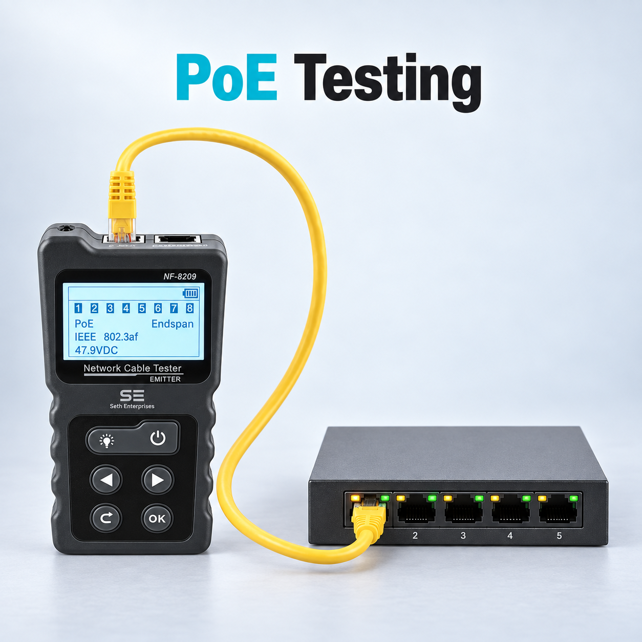 Network Cable Tester NF-8209 Wire Tracker Network Tool Scan Cable Wiremap Tester CAT5 CAT6 Cable Length Measurement, PoE Testing, NCV Function, Black 5 Network Cable Tester NF-8209 Wire Tracker Network Tool Scan Cable Wiremap Tester CAT5 CAT6 Cable Length Measurement, PoE Testing, NCV Function, Black Poe Testing official studio photography