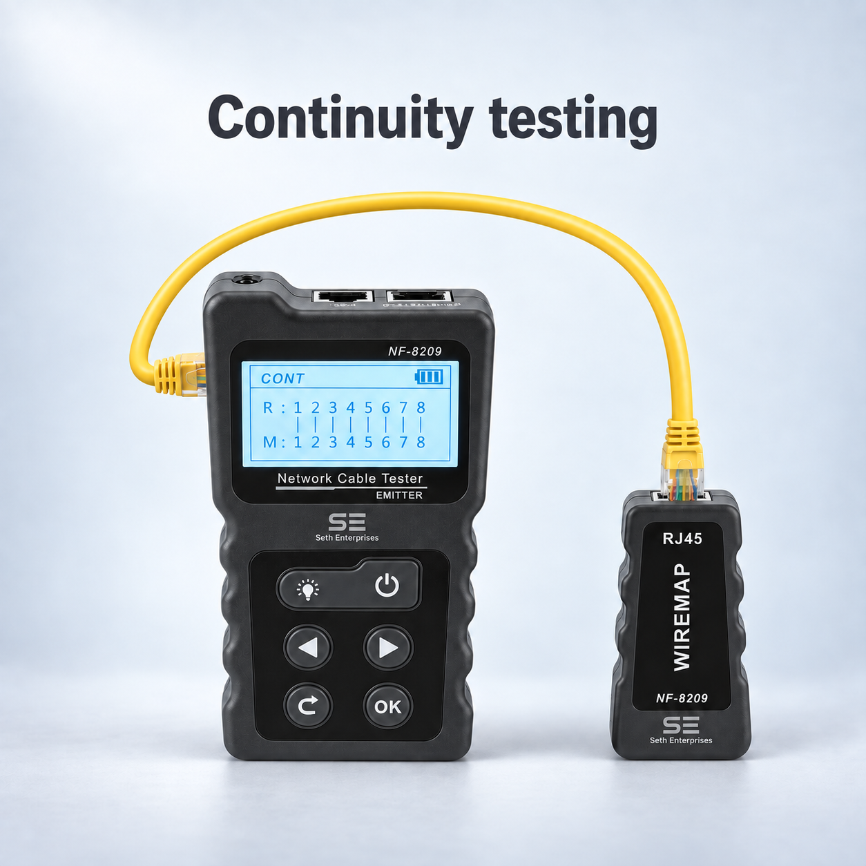 Network Cable Tester NF-8209 Wire Tracker Network Tool Scan Cable Wiremap Tester CAT5 CAT6 Cable Length Measurement, PoE Testing, NCV Function, Black 8 Network Cable Tester NF-8209 Wire Tracker Network Tool Scan Cable Wiremap Tester CAT5 CAT6 Cable Length Measurement, PoE Testing, NCV Function, Black Continuity official studio photography