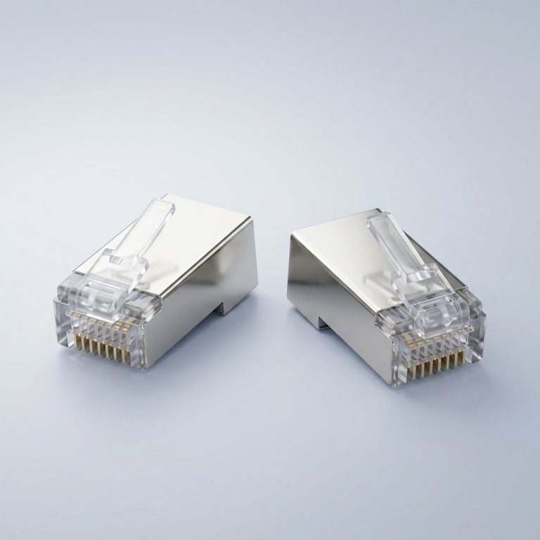 Seth Enterprises STP RJ45 Cat 6A Shielded Pass Through Modular Connectors with Gold Plated 3-Prong Contacts